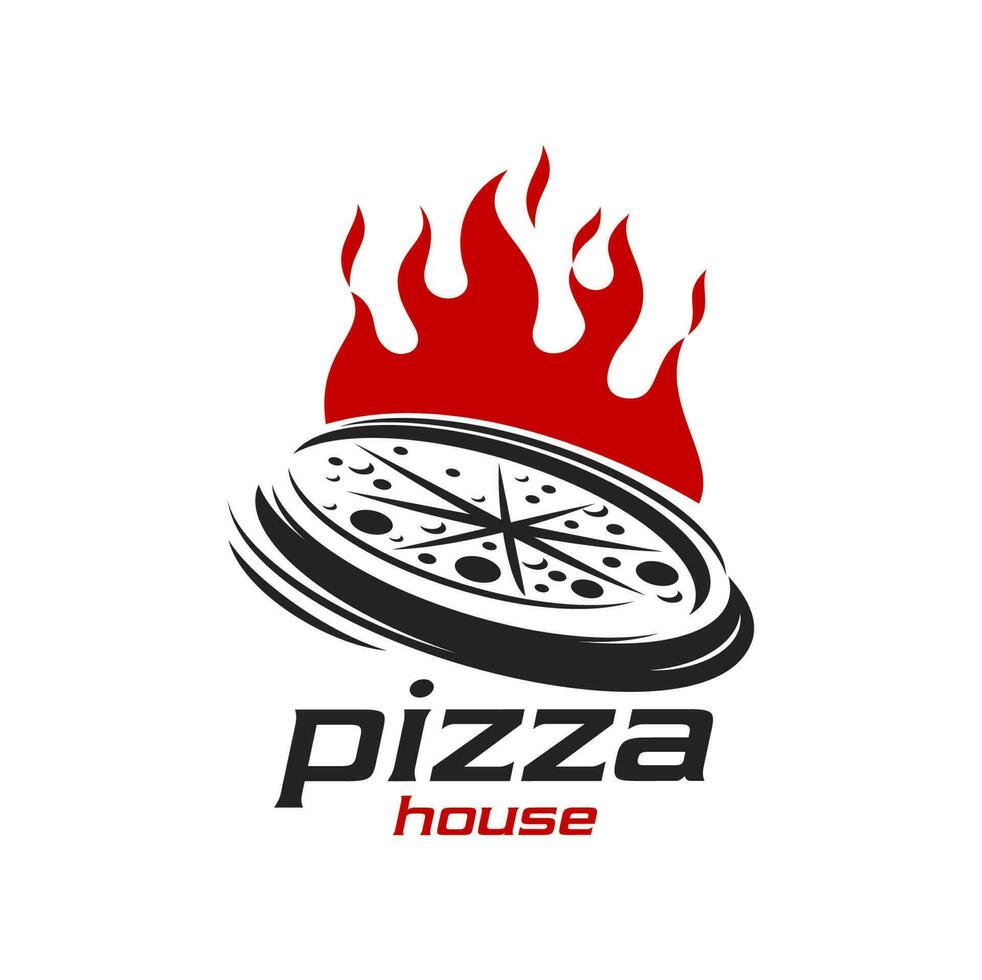 Pizza icono, aislado vector emblema, etiqueta o Insignia