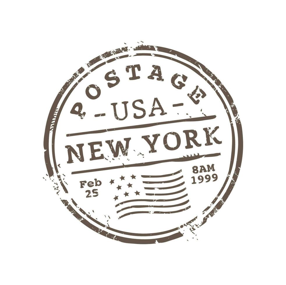 Estados Unidos nuevo York gastos de envío y postal caucho sello marca vector