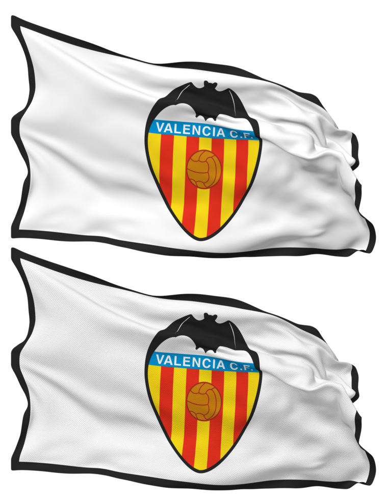 Valencia club Delaware fútbol, Valencia cf bandera olas aislado en llanura y bache textura, con transparente fondo, 3d representación png