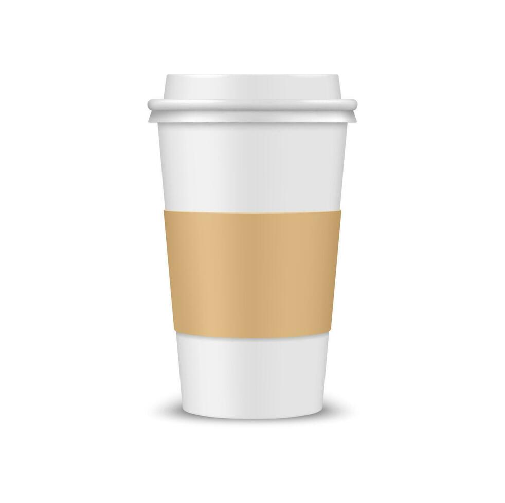 realista café taza 3d vector Bosquejo, desechable