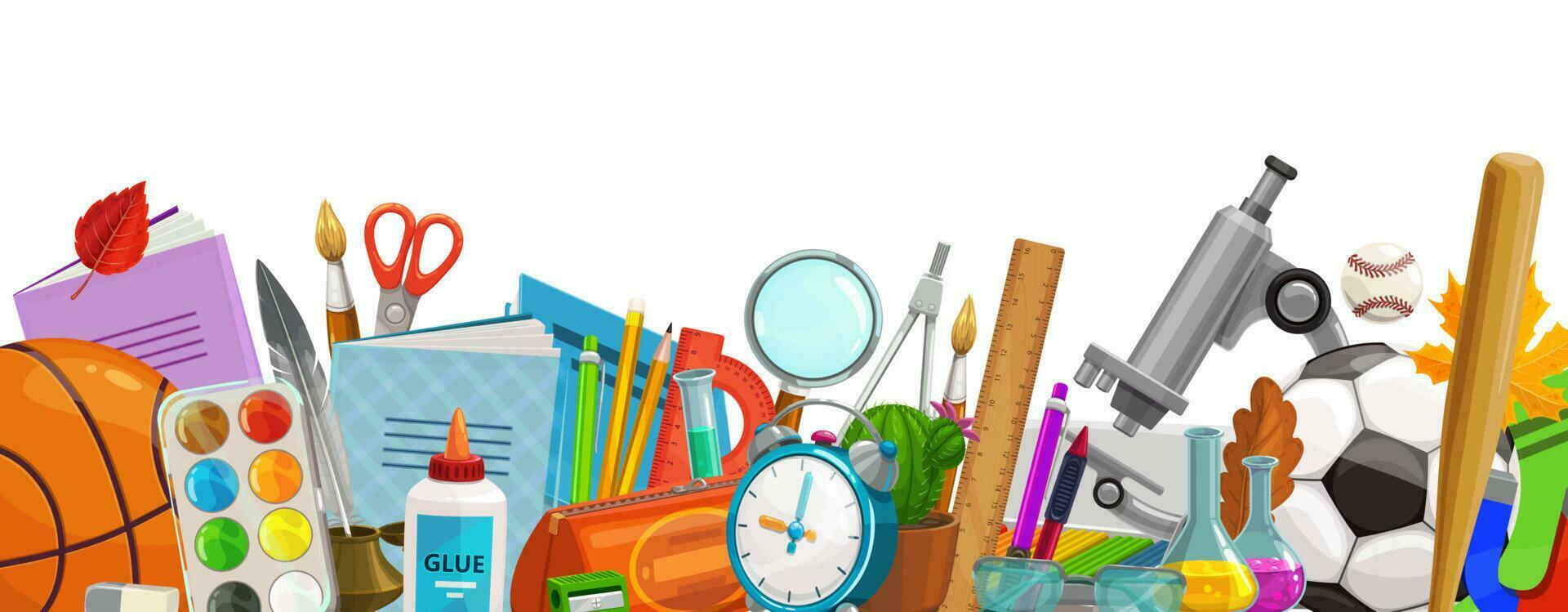 School accessories vector cartoon education border