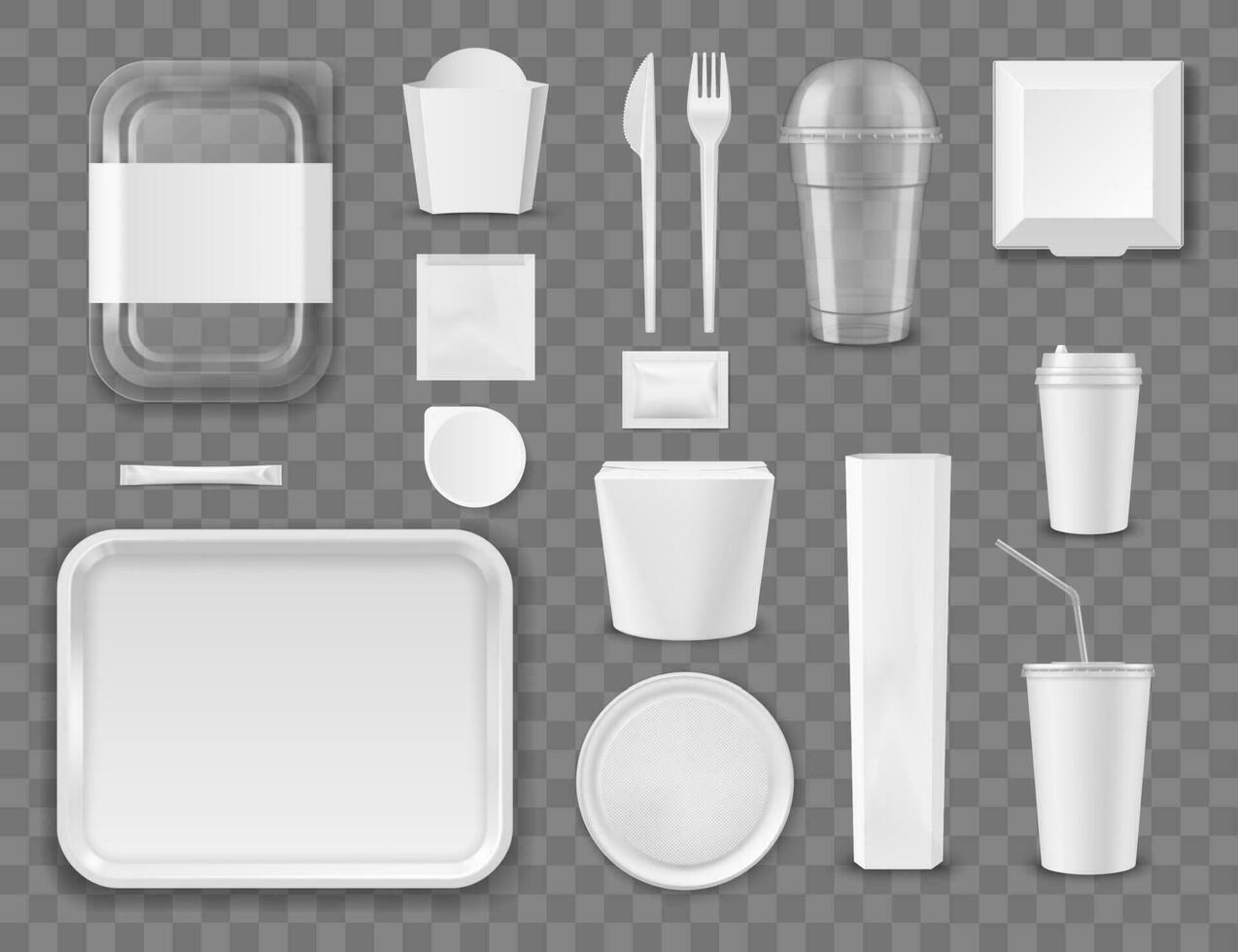 Fast food and drink package template mockups vector