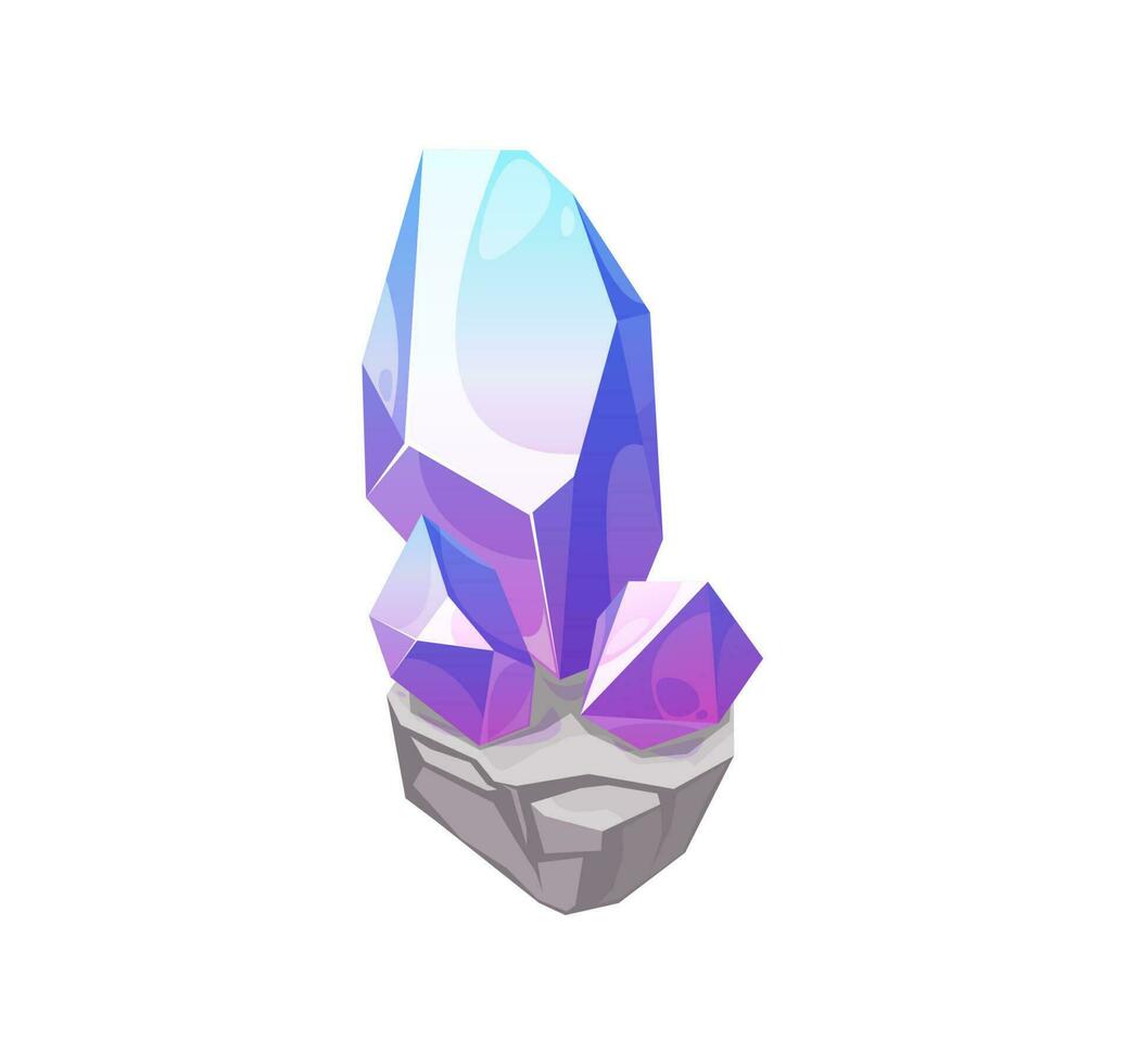 Magic crystal lilac gem stone isolated vector icon