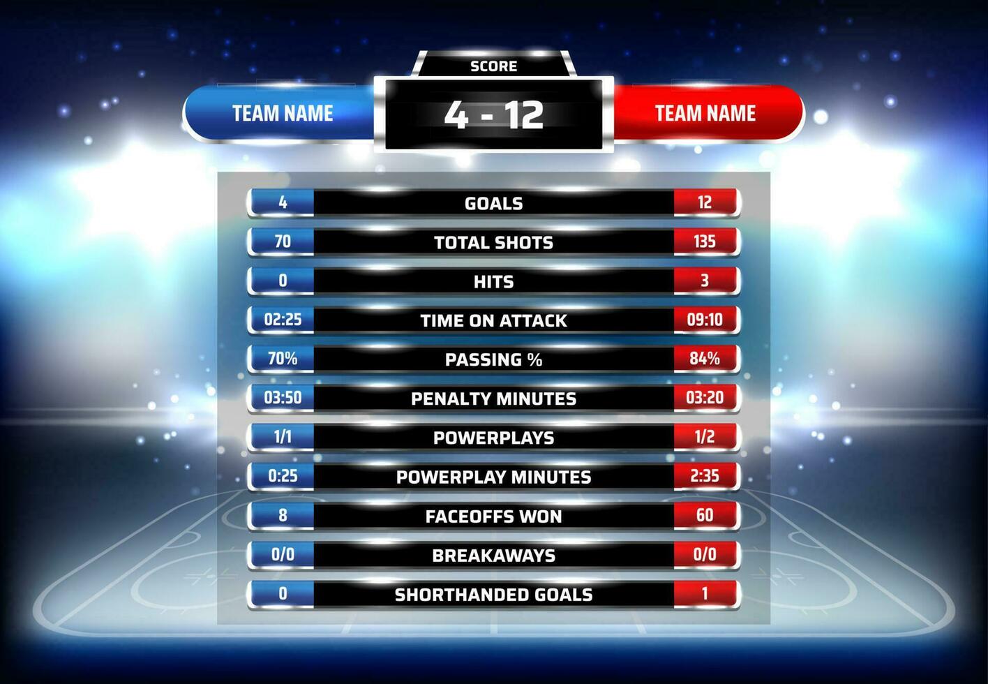 Ice hockey game scoreboard vector template