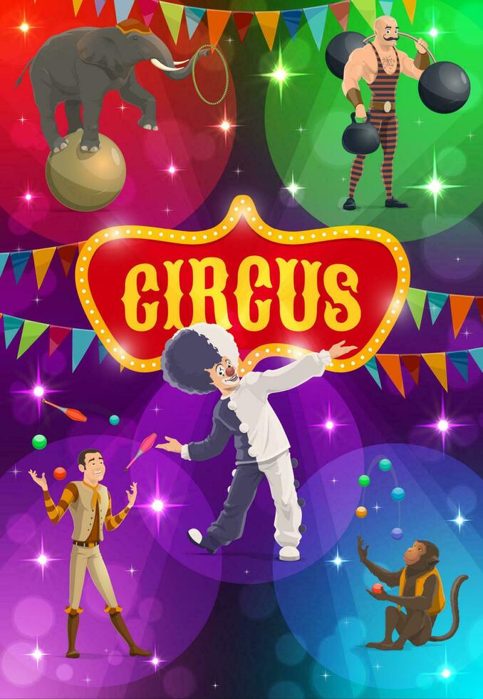 Circus performers vector poster big top artists