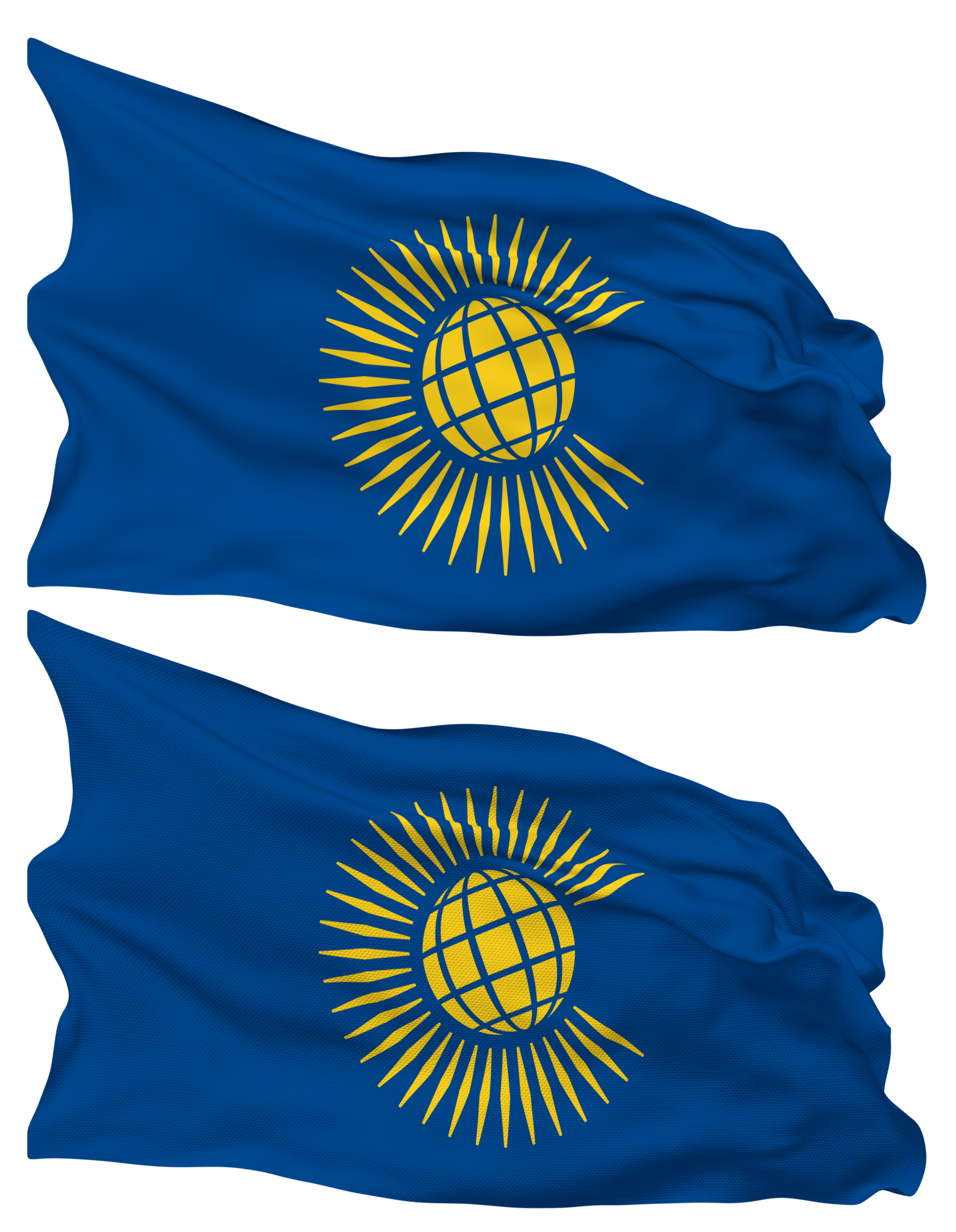 Commonwealth of Nations Flag Waves Isolated in Plain and Bump Texture, with Transparent