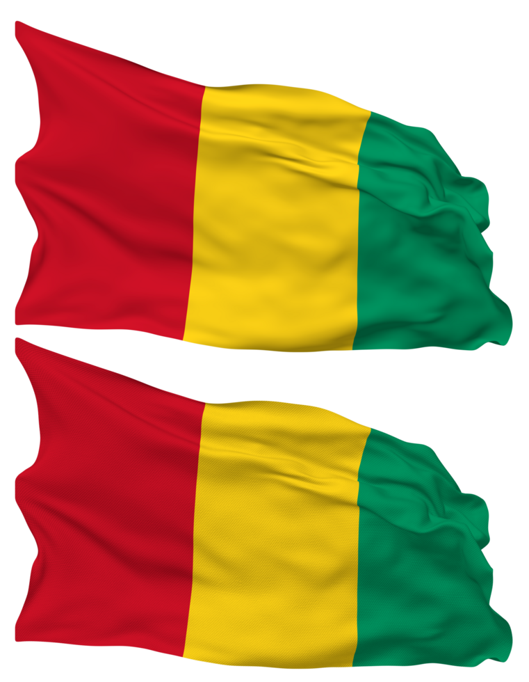 Guinea Flag Waves Isolated in Plain and Bump Texture, with Transparent Background, 3D Rendering png