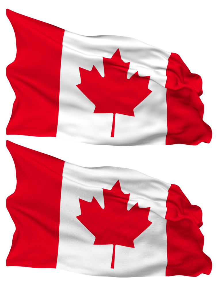 Canada Flag Waves Isolated in Plain and Bump Texture, with Transparent Background, 3D Rendering png