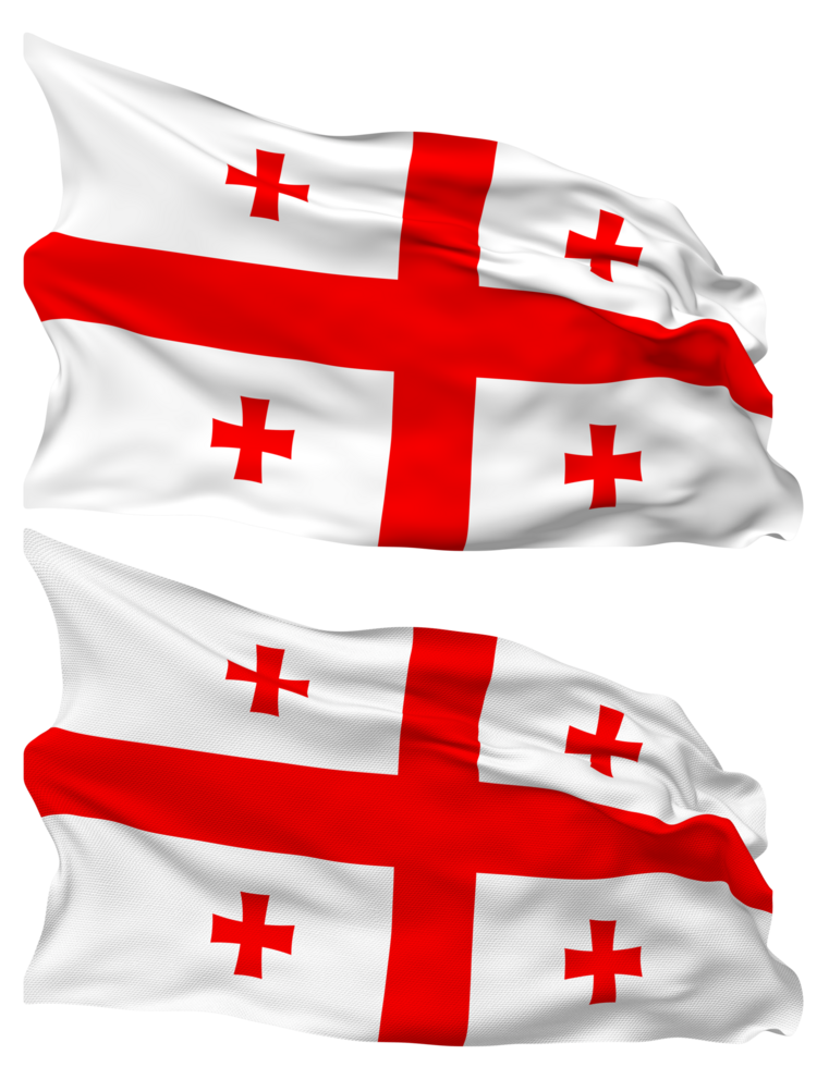 Georgia Flag Waves Isolated in Plain and Bump Texture, with Transparent Background, 3D Rendering png
