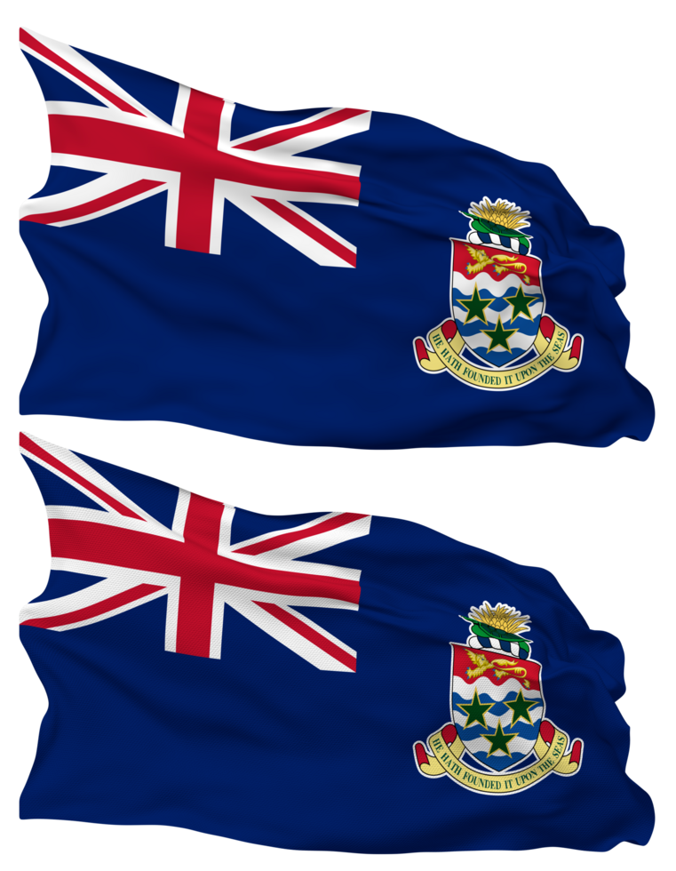 Cayman Islands Flag Waves Isolated in Plain and Bump Texture, with Transparent Background, 3D Rendering png