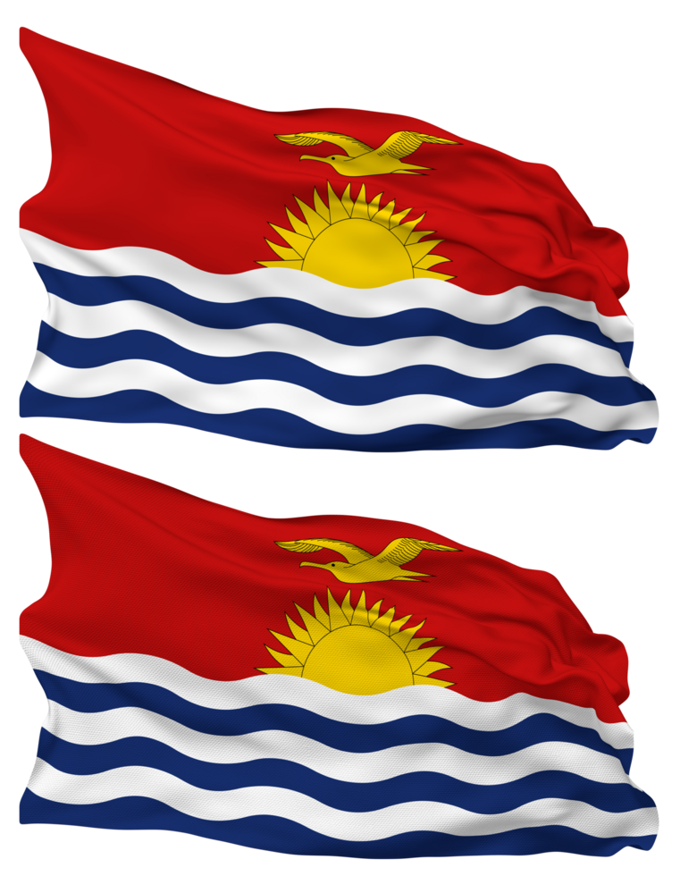 Kiribati Flag Waves Isolated in Plain and Bump Texture, with Transparent Background, 3D Rendering png