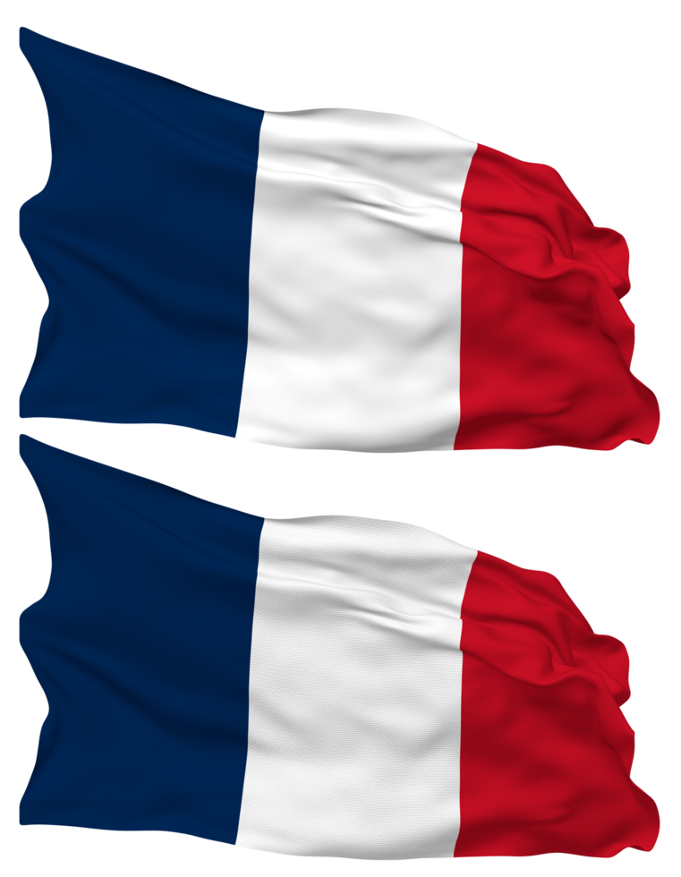 France Flag Waves Isolated in Plain and Bump Texture, with Transparent Background, 3D Rendering png