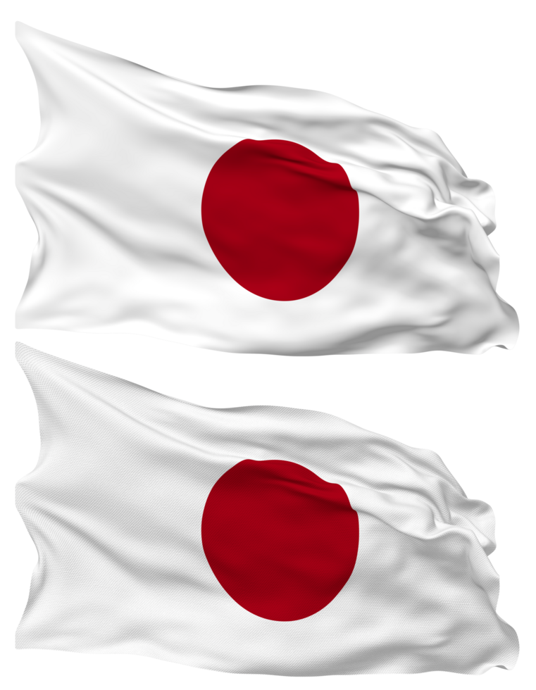 Japan Flag Waves Isolated in Plain and Bump Texture, with Transparent Background, 3D Rendering png