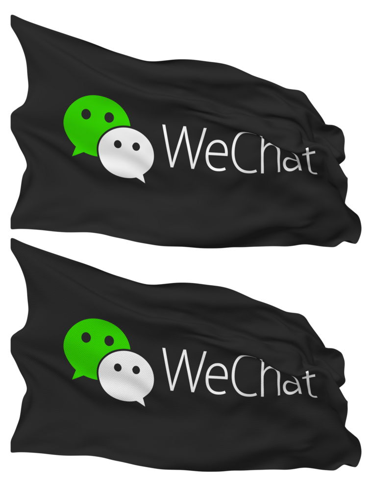 WeChat, Weixin Flag Waves Isolated in Plain and Bump Texture, with Transparent Background, 3D Rendering png