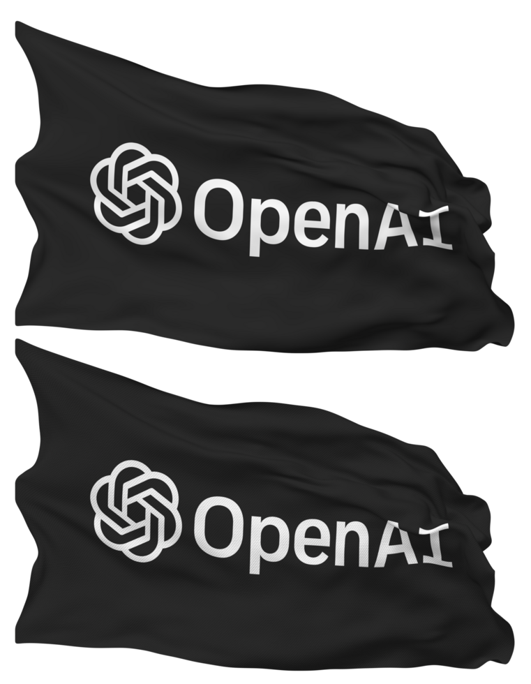 ChatGPT OpenAI Flag Waves Isolated in Plain and Bump Texture, with Transparent Background, 3D Rendering png
