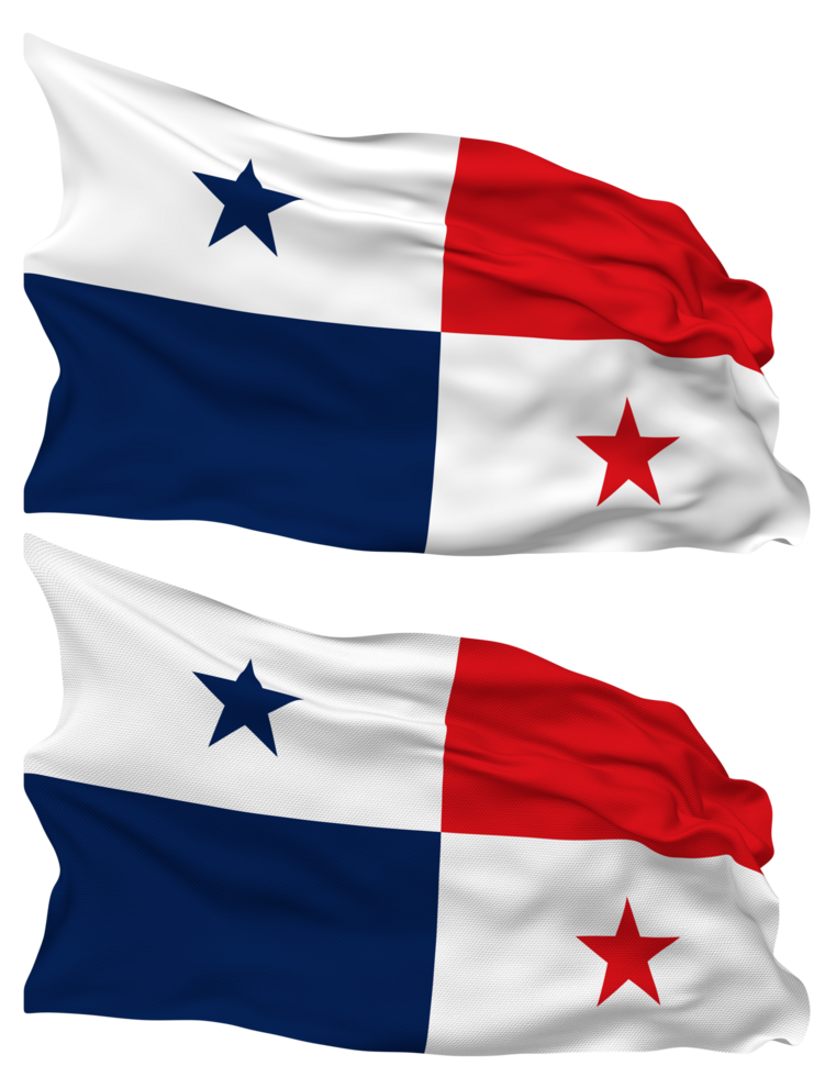 Panama Flag Waves Isolated in Plain and Bump Texture, with Transparent Background, 3D Rendering png