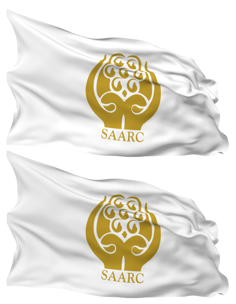 South Asian Association for Regional Cooperation, SAARC Flag Waves Isolated in Plain and Bump Texture, with Transparent Background, 3D Rendering png