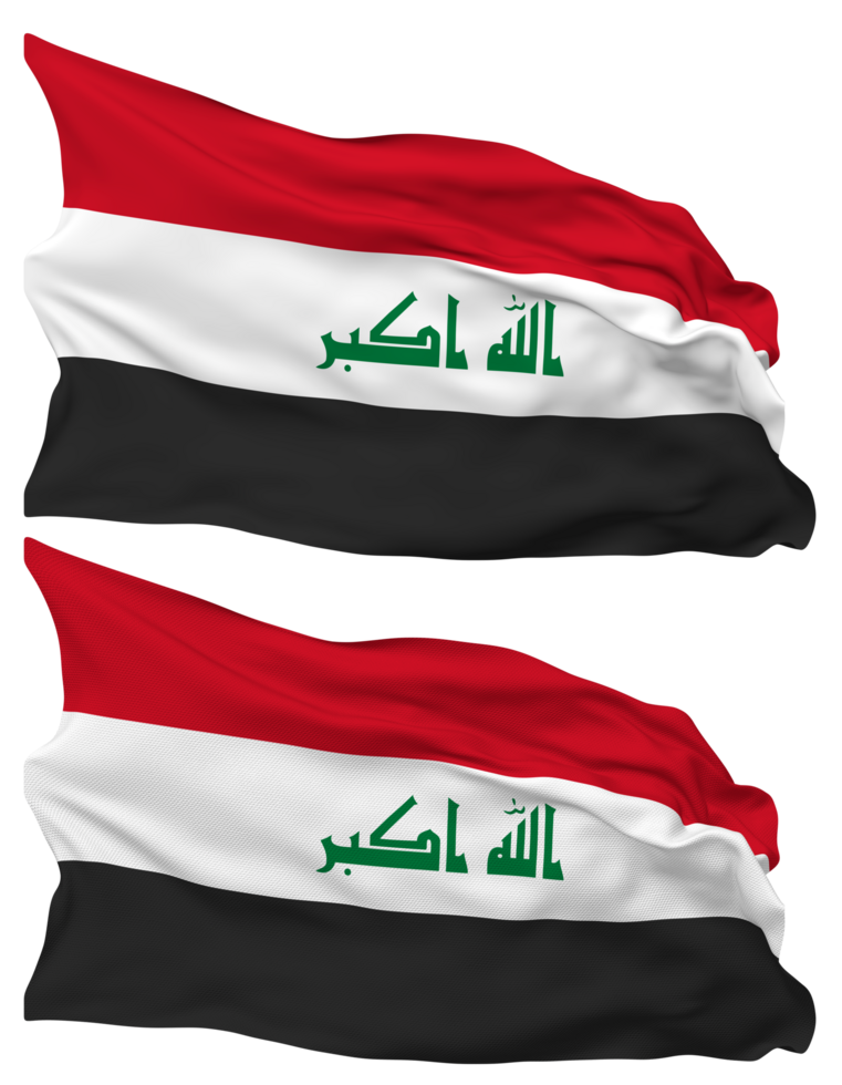 Iraq Flag Waves Isolated in Plain and Bump Texture, with Transparent Background, 3D Rendering png