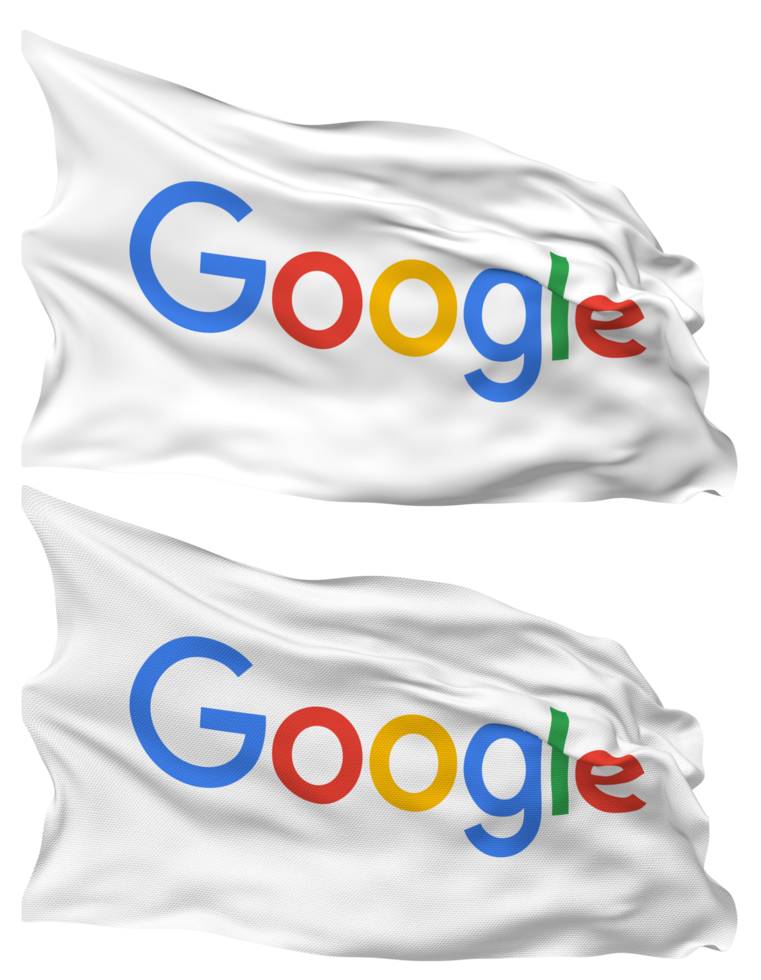 Google Flag Waves Isolated in Plain and Bump Texture, with Transparent Background, 3D Rendering png