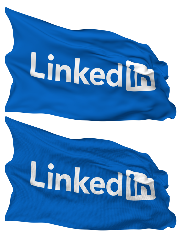 LinkedIn Flag Waves Isolated in Plain and Bump Texture, with Transparent Background, 3D Rendering png