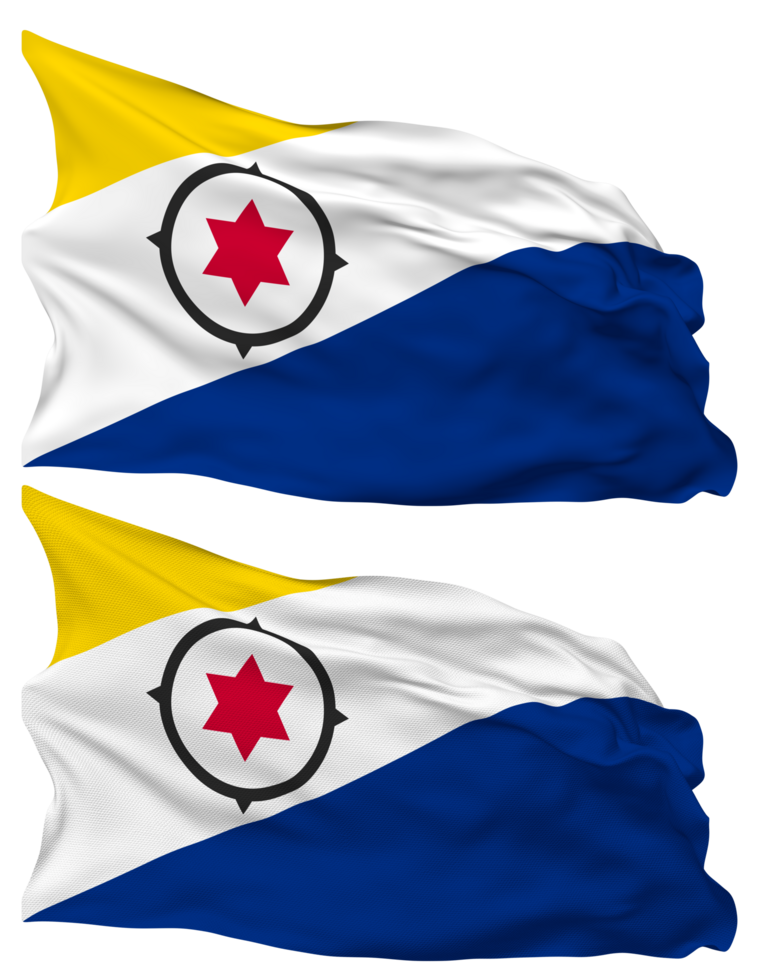 bonaire bandera olas aislado en llanura y bache textura, con transparente fondo, 3d representación png