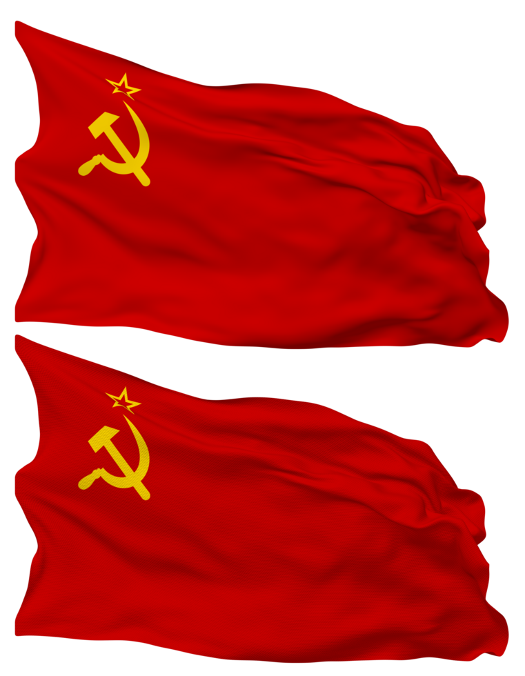 Soviet Union Flag Waves Isolated in Plain and Bump Texture, with Transparent Background, 3D Rendering png