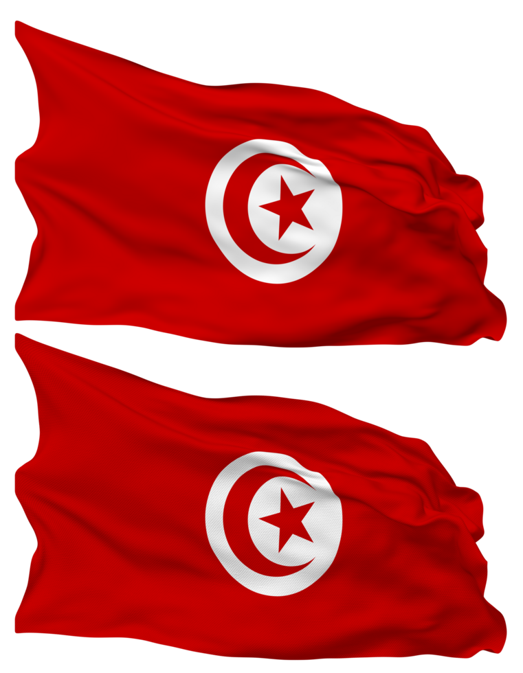 Túnez bandera olas aislado en llanura y bache textura, con transparente fondo, 3d representación png