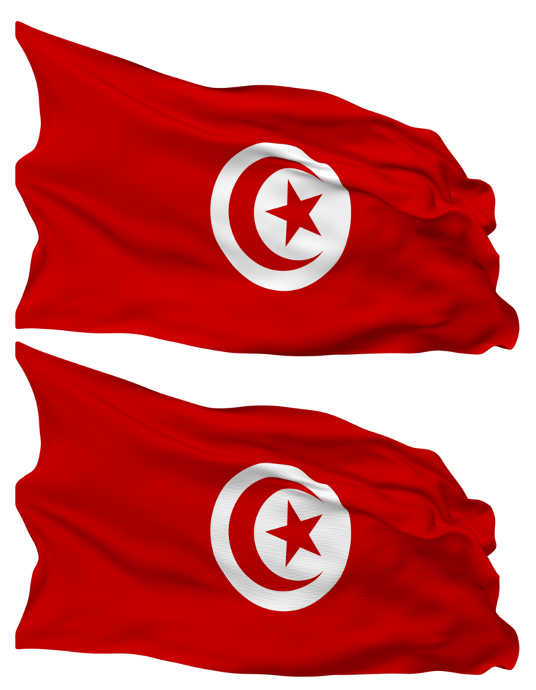 Tunisia Flag Waves Isolated in Plain and Bump Texture, with Transparent Background, 3D Rendering png