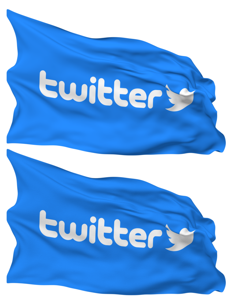 Twitter Flag Waves Isolated in Plain and Bump Texture, with Transparent Background, 3D Rendering png