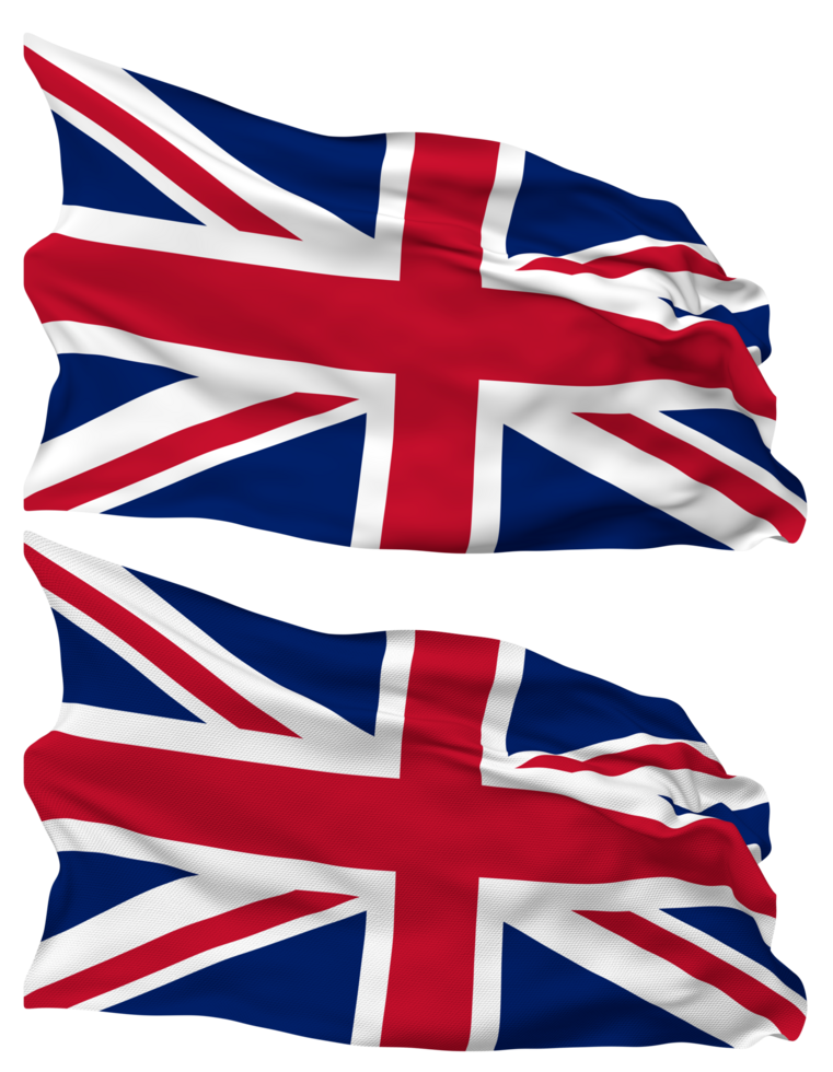 United Kingdom Flag Waves Isolated in Plain and Bump Texture, with Transparent Background, 3D Rendering png