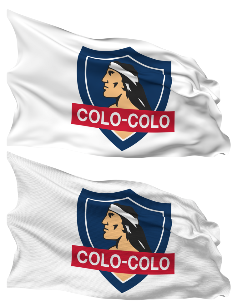 Club Social y Deportivo Colo Colo Flag Waves Isolated in Plain and Bump Texture, with Transparent Background, 3D Rendering png