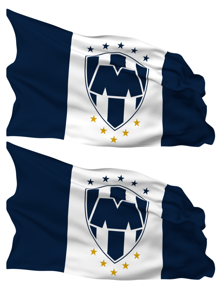 Club de Futbol Monterrey, Rayados Flag Waves Isolated in Plain and Bump Texture, with Transparent Background, 3D Rendering png