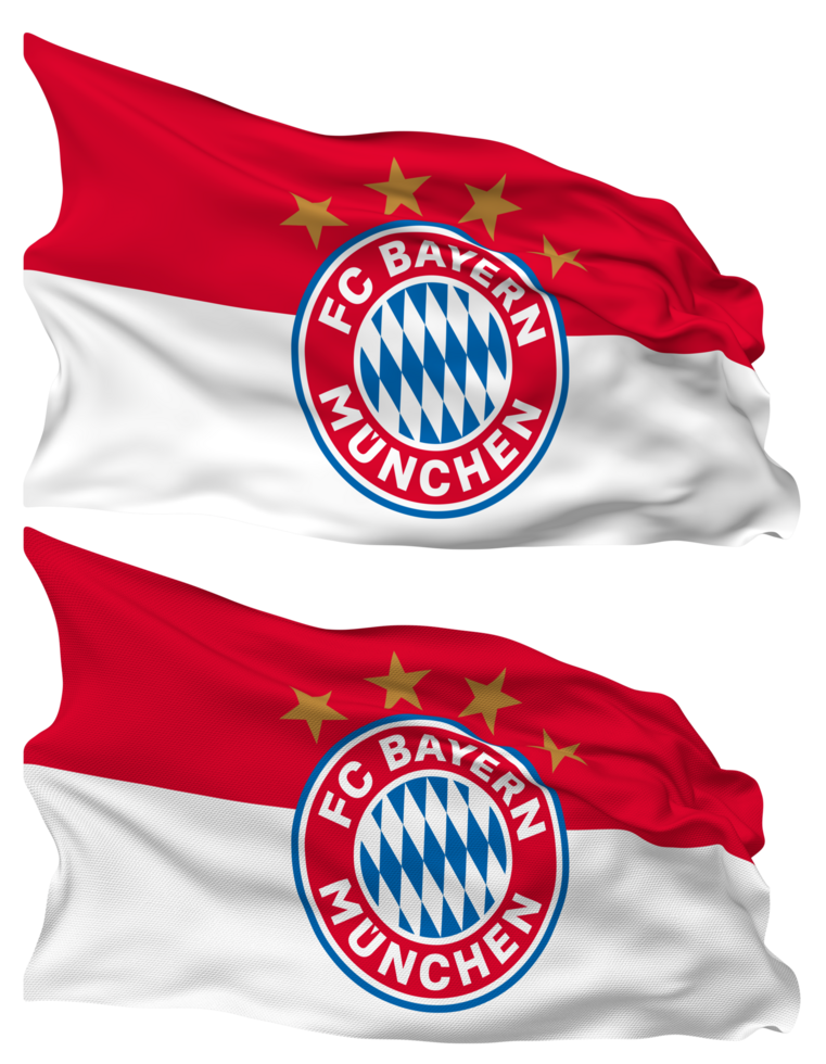 Fubball Club Bayern Munchen e V, FCB Flag Waves Isolated in Plain and Bump Texture, with Transparent Background, 3D Rendering png