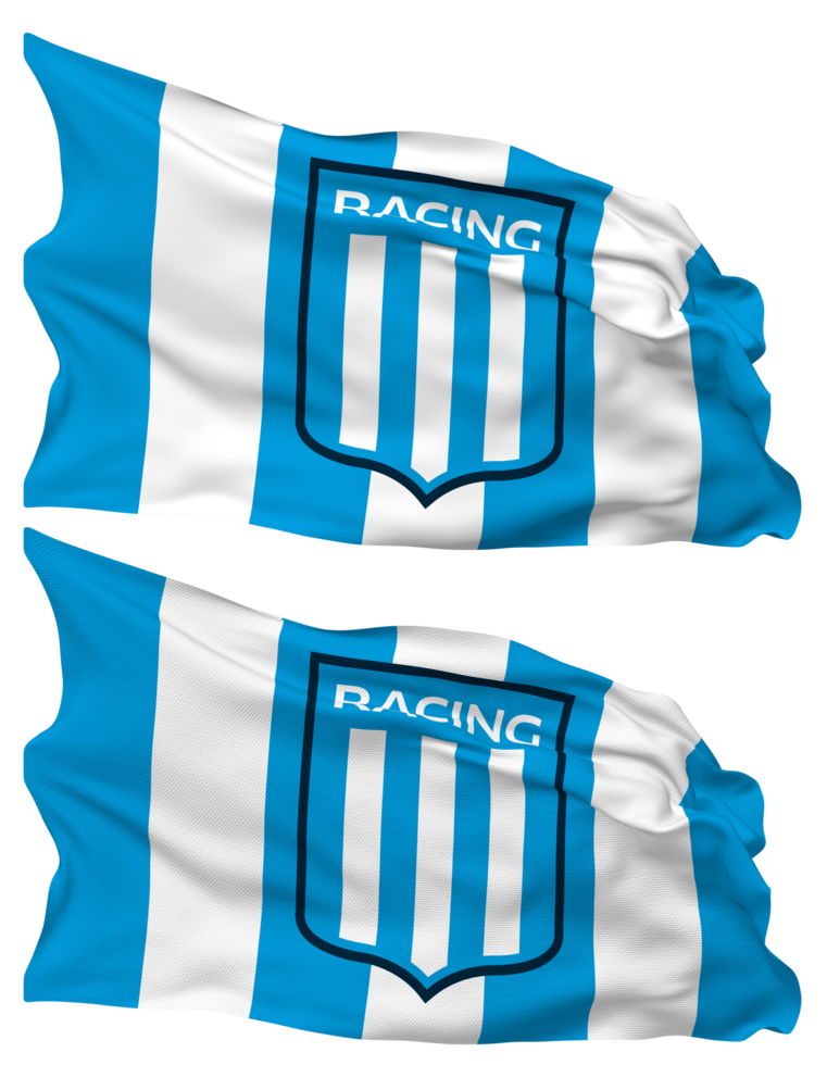 Racing Club de Avellaneda, Racing Club Flag Waves Isolated in Plain and Bump Texture, with Transparent Background, 3D Rendering png