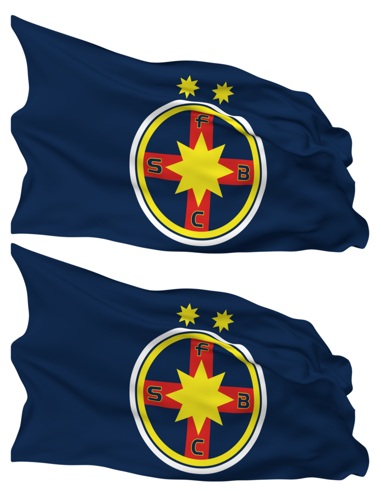 Fotbal Club FCSB Flag Waves Isolated in Plain and Bump Texture, with Transparent Background, 3D Rendering png