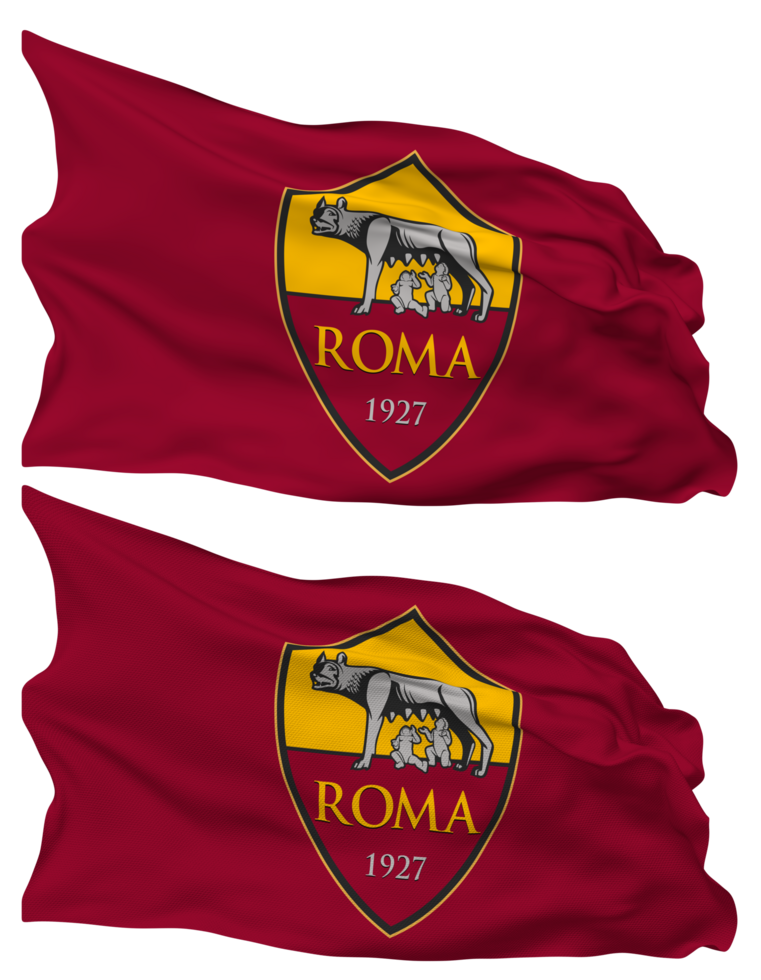 Verband sportlich Roma Fußball Verein Flagge Wellen isoliert im einfach und stoßen Textur, mit transparent Hintergrund, 3d Rendern png