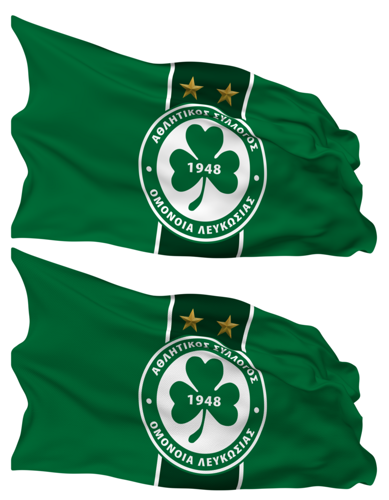Athletic Club Omonia Nicosia Flag Waves Isolated in Plain and Bump Texture, with Transparent Background, 3D Rendering png