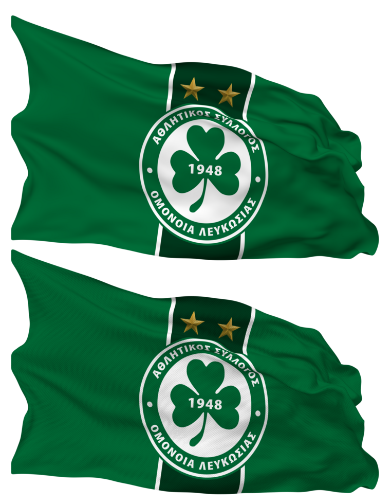 atletisch club omonia Nicosia vlag golven geïsoleerd in duidelijk en buil textuur, met transparant achtergrond, 3d renderen png