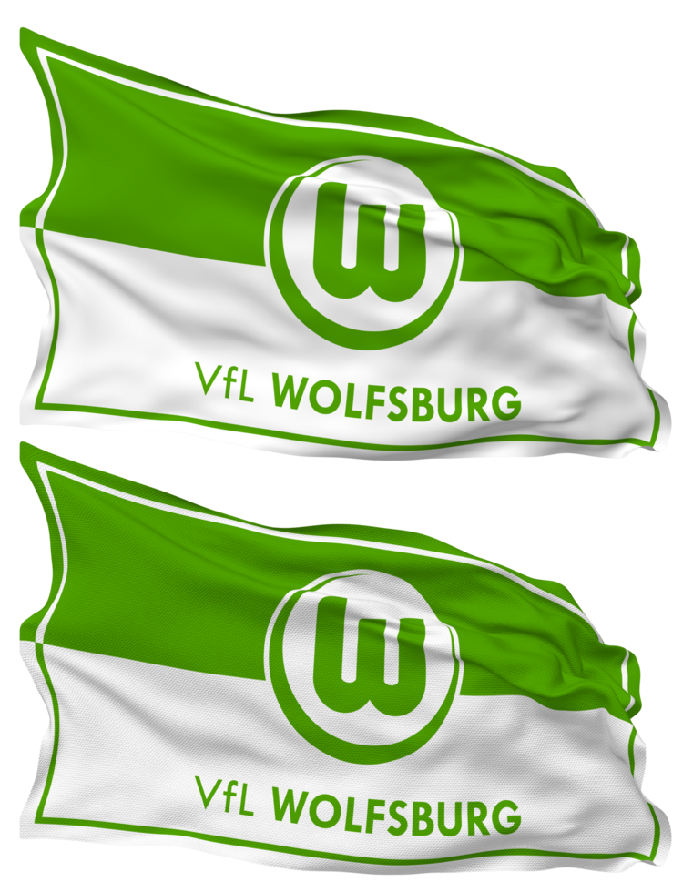 verein päls leibesubungen Wolfsburg e v, vfl Wolfsburg flagga vågor isolerat i enkel och stöta textur, med transparent bakgrund, 3d tolkning png