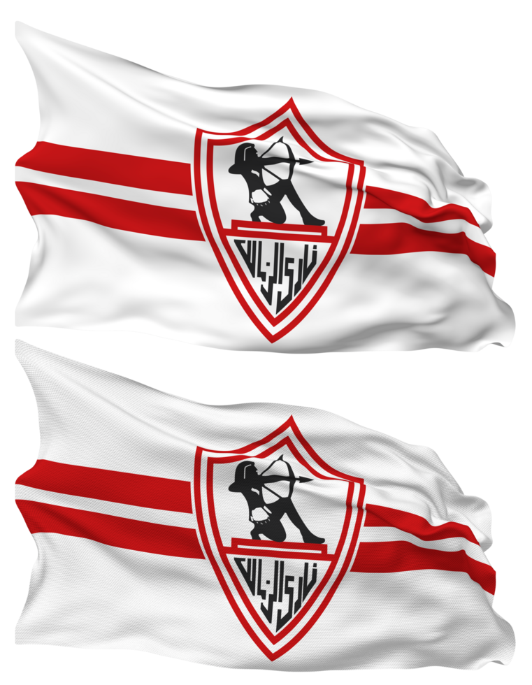 Zamalek Sporting Club Flag Waves Isolated in Plain and Bump Texture, with Transparent Background, 3D Rendering png