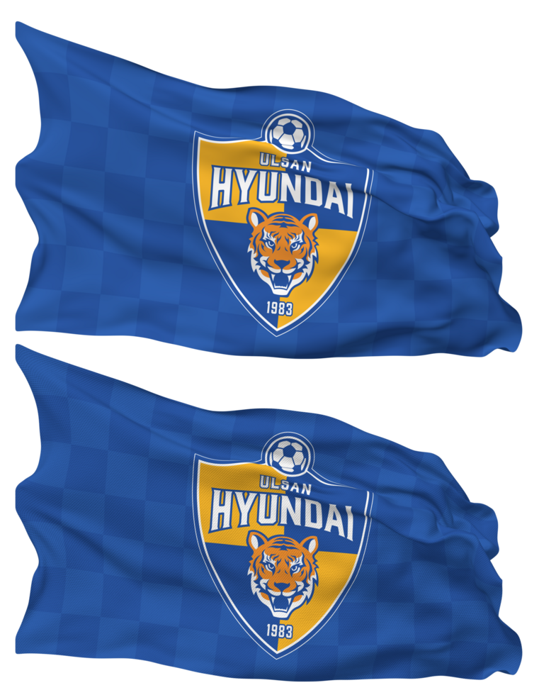Ulsan Hyundai FC Flag Waves Isolated in Plain and Bump Texture, with Transparent Background, 3D Rendering png