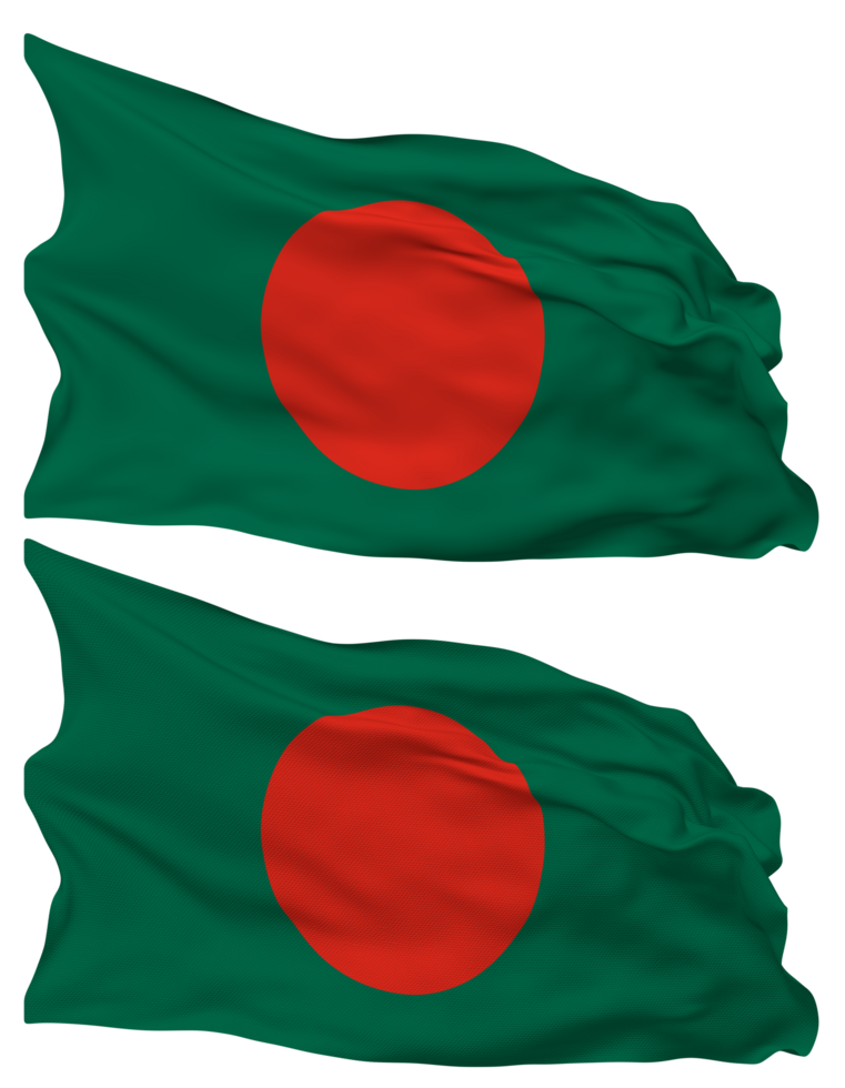 Bangladesh Flag Waves Isolated in Plain and Bump Texture, with Transparent Background, 3D Rendering png