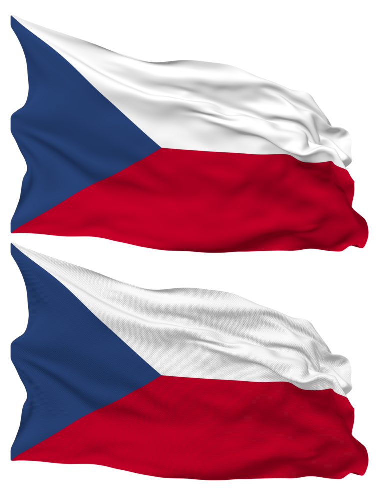 Czech Republic Flag Waves Isolated in Plain and Bump Texture, with Transparent Background, 3D Rendering png