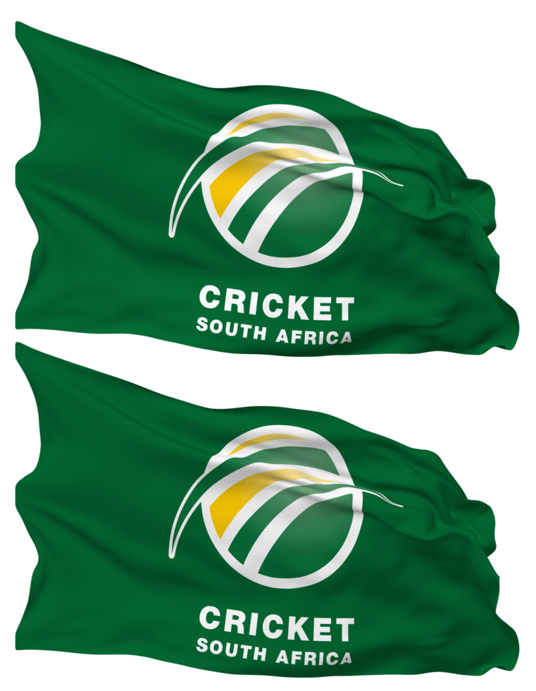 Cricket South Africa, CSA Flag Waves Isolated in Plain and Bump Texture, with Transparent Background, 3D Rendering png