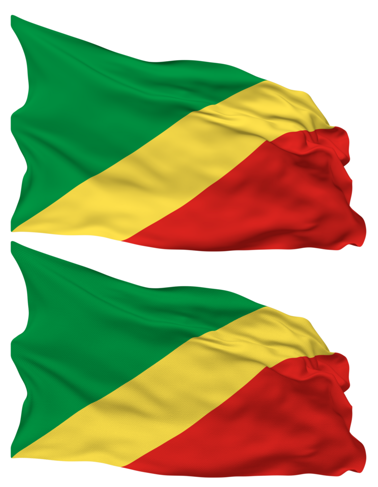 Congo Flag Waves Isolated in Plain and Bump Texture, with Transparent Background, 3D Rendering png