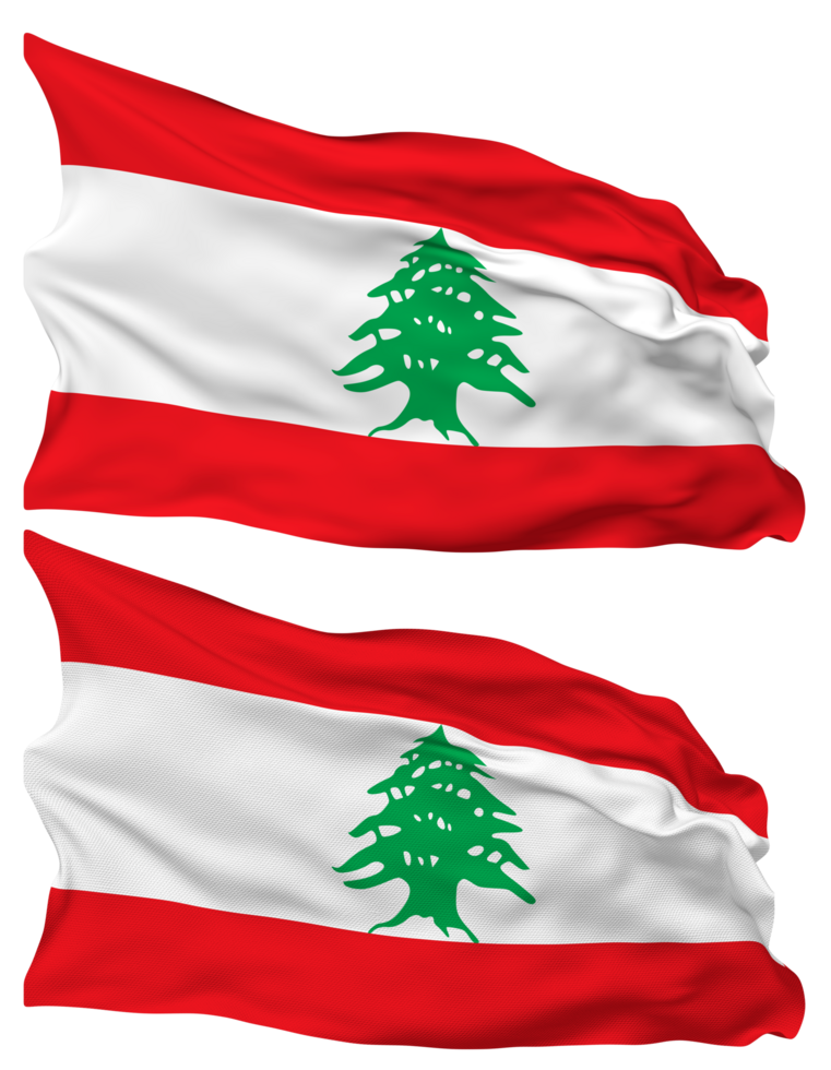 Lebanon Flag Waves Isolated in Plain and Bump Texture, with Transparent Background, 3D Rendering png