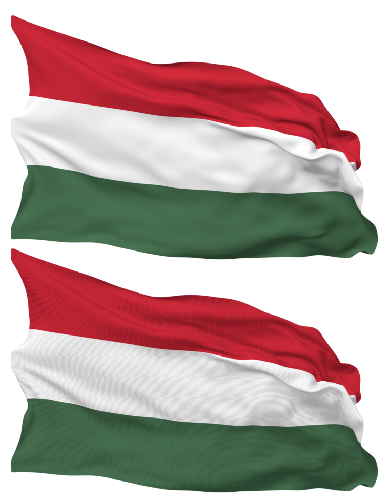 Hungary Flag Waves Isolated in Plain and Bump Texture, with Transparent Background, 3D Rendering png