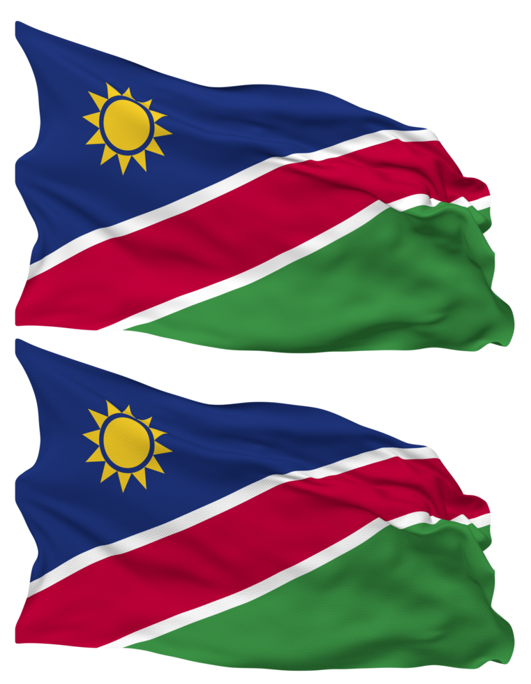 Namibia Flag Waves Isolated in Plain and Bump Texture, with Transparent Background, 3D Rendering png