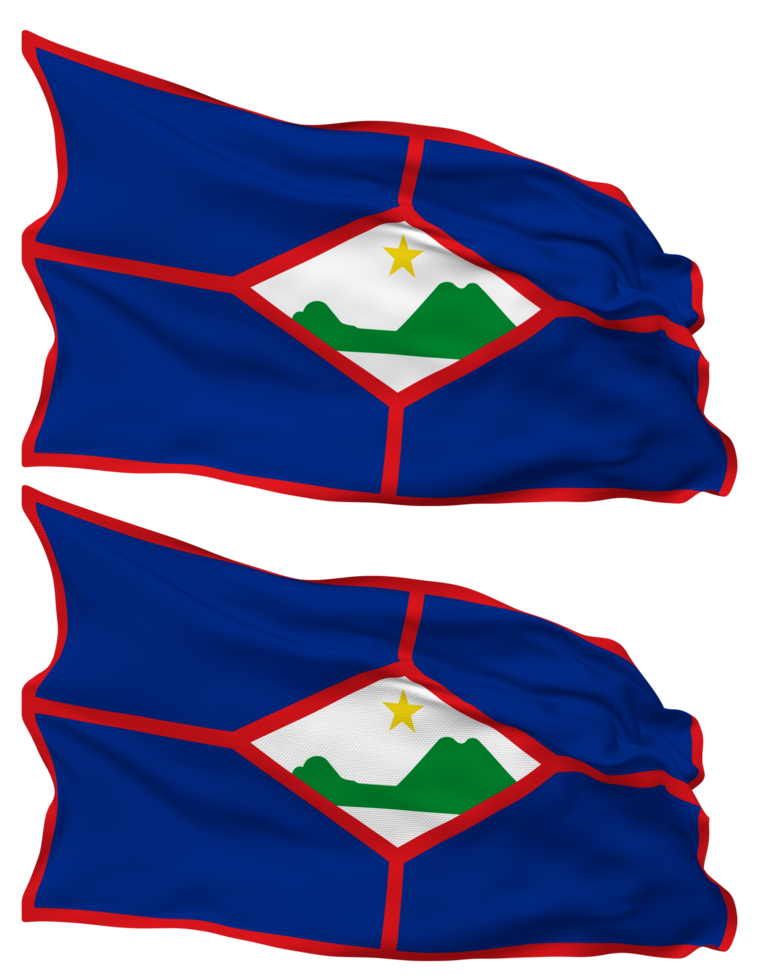 Sint Eustatius Flag Waves Isolated in Plain and Bump Texture, with Transparent Background, 3D Rendering png