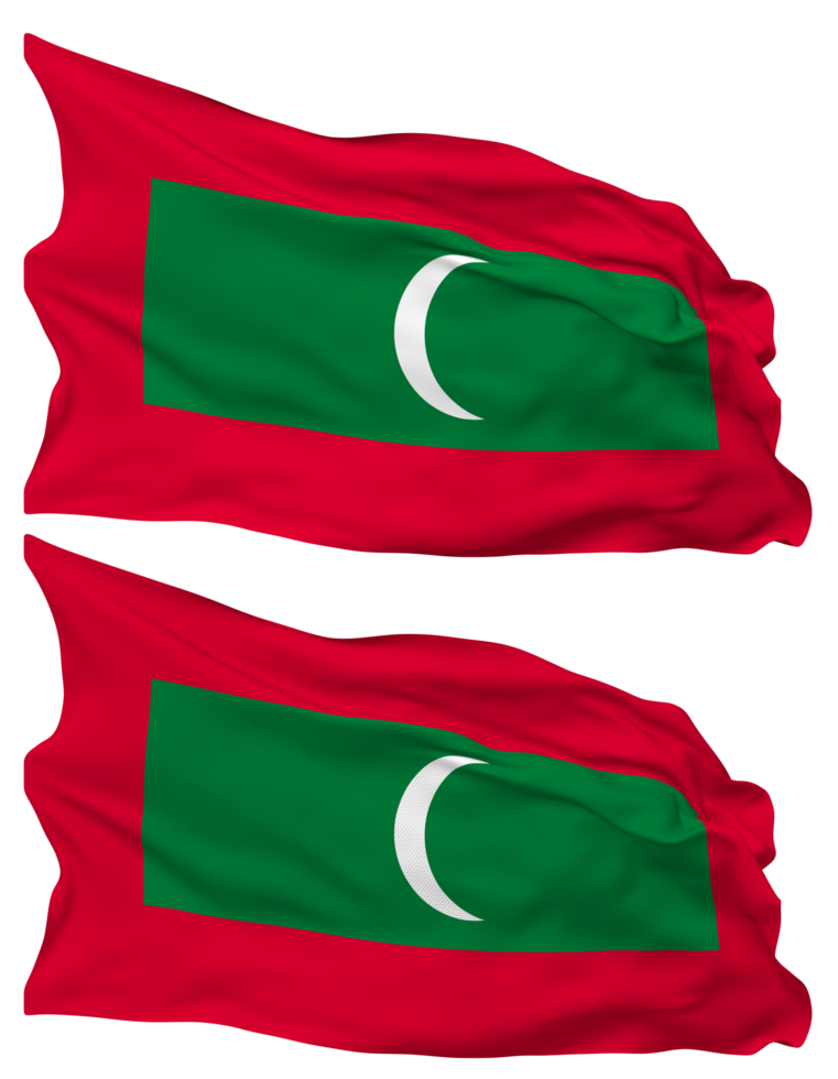 Maldives Flag Waves Isolated in Plain and Bump Texture, with Transparent Background, 3D Rendering png